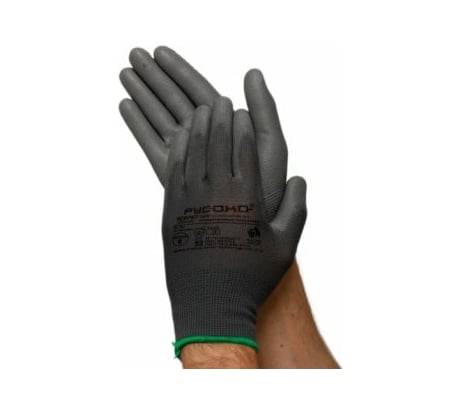 Нейлоновые перчатки с полиуретановым покрытием РУСОКО Нефрит, серые, 12 пар, размер 10/XL 224140Ср-2