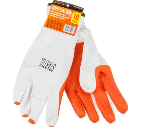 Хлопчатобумажные перчатки STARTUL с латексным покрытием, р.10 ST7120-10