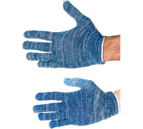 Перчатки Факел х/б, 10класс, ЭКОНОМ с ПВХ ТОЧКА, 30-32гр, 83текс, серые, 10 пар 87481329