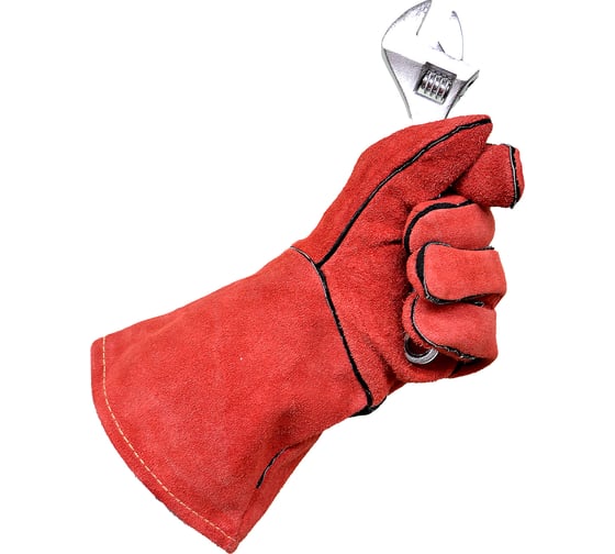 Спилковые краги ARCTICUS КРС красные АВ, подкладка флис, Kevlar, 35 см, р.10 200535 P-101