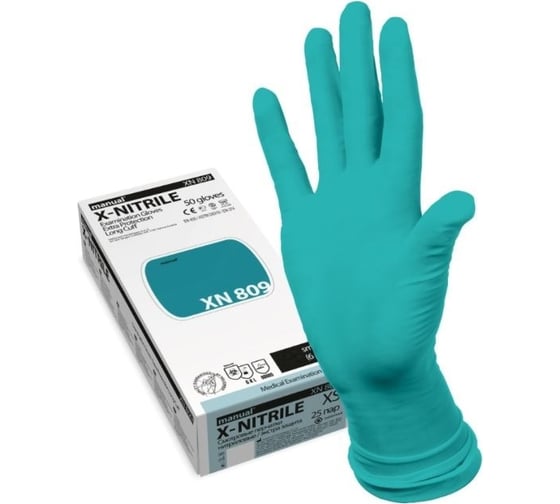 Нитриловые перчатки MANUAL XN809 50 шт, р. M CТ0000000105