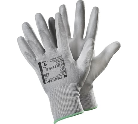Перчатки из синтетического материала TEGERA, обливные, с полиуретаном МБС, серый, размер 7 868-7