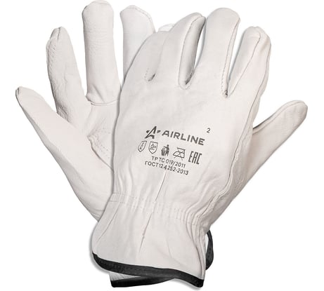 Водительские перчатки Airline, натуральная мягкая кожа, размер XL, белые ADWG105