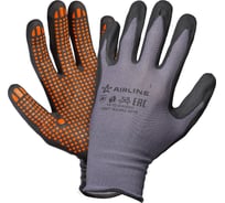 Нейлоновые перчатки с нитриловым покрытием ладони Airline серый/черный/оранжевый ADWG103