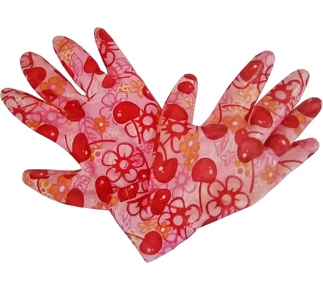 Садовые перчатки СПЕЦ Garden Flowers полиэстер, с прозрачным нитриловым покрытием, р. М/8 GF-PN-04M