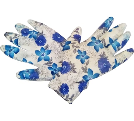 Садовые перчатки СПЕЦ Garden Flowers полиэстер, с прозрачным нитриловым покрытием, р. S/7 GF-PN-01S