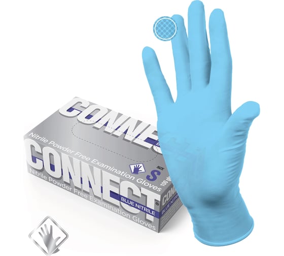 Нитриловые перчатки CONNECT BLUE NITRILE 100 шт., р. L CТ0000004127 1