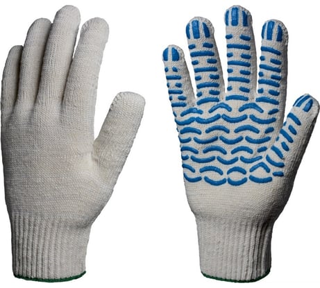 Перчатки Факел Стандарт х/б, 10класс, ПВХ-волна, 116текс, белые 10пар 87479518