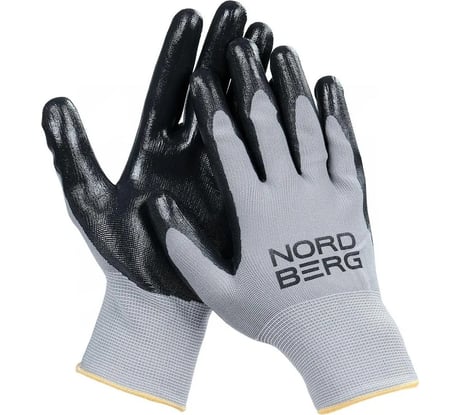 Полиэфирные перчатки NORDBERG 15 класс, серая основа/черное покрытие NPG1508GB
