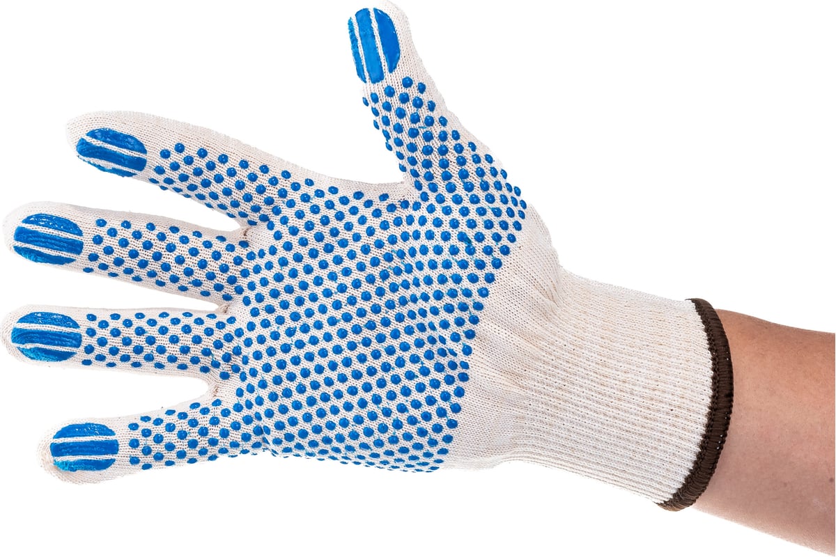 Хлопчатобумажные перчатки ЗУБР Эксперт 12 класс защиты от скольжения .