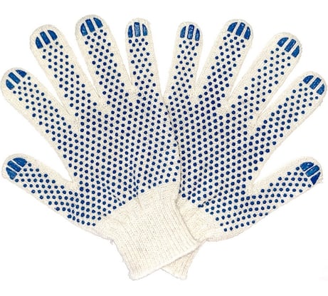 Трикотажные перчатки с ПВХ ПРОМПЕРЧАТКИ 4 нити, 10 класс, белые, 200 пар ПП-25000/200