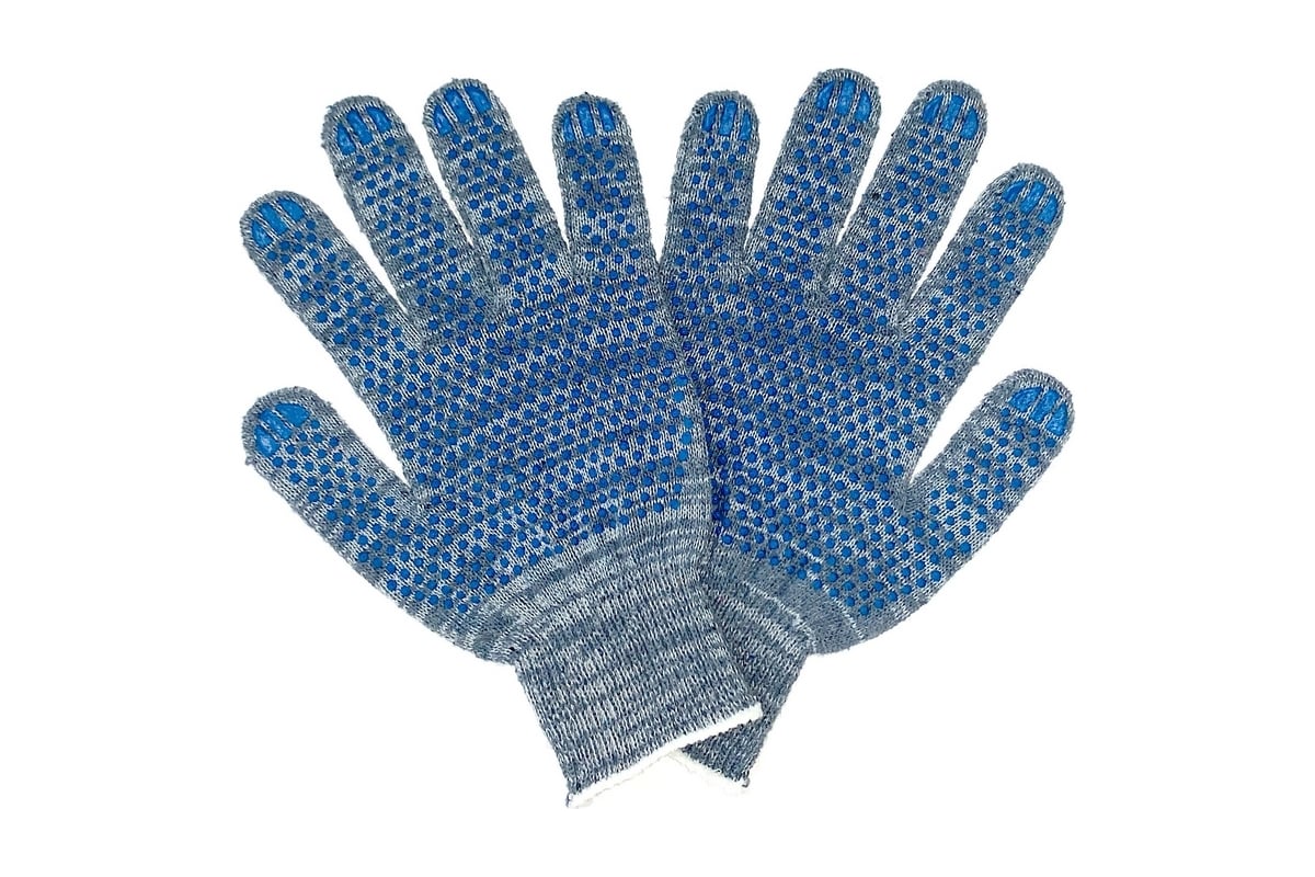 Трикотажные перчатки с ПВХ ПРОМПЕРЧАТКИ 6 нитей, 10 класс, серые, 10 ...