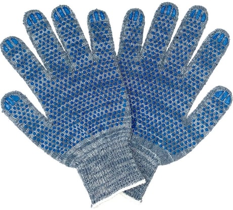 Трикотажные перчатки с ПВХ ПРОМПЕРЧАТКИ 6 нитей, 10 класс, серые, 10 пар ПП-27900/10