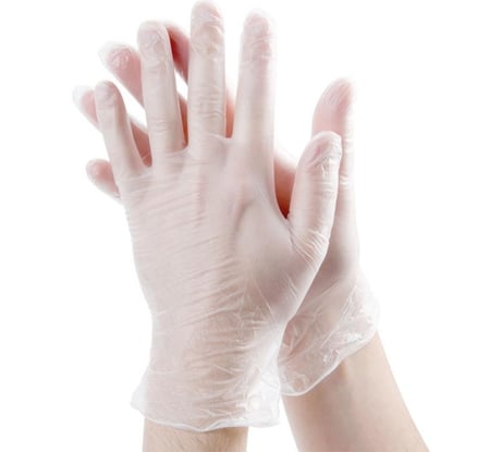Одноразовые виниловые неопудренные перчатки ООО Комус прозрачные, размер S, 50 пар 1460486