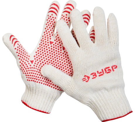 Трикотажные перчатки с защитой от скольжения ЗУБР МАСТЕР размер L-XL, 10 пар 11392-K10