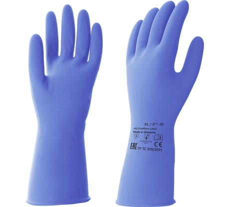 Латексные многоразовые перчатки HQ profiline КЩС  синие, р. XL 74736