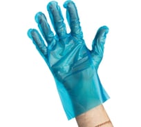 Одноразовые перчатки ООО Комус Albens ТПЭ голубые, размер универсальный, 100 штук 1303847