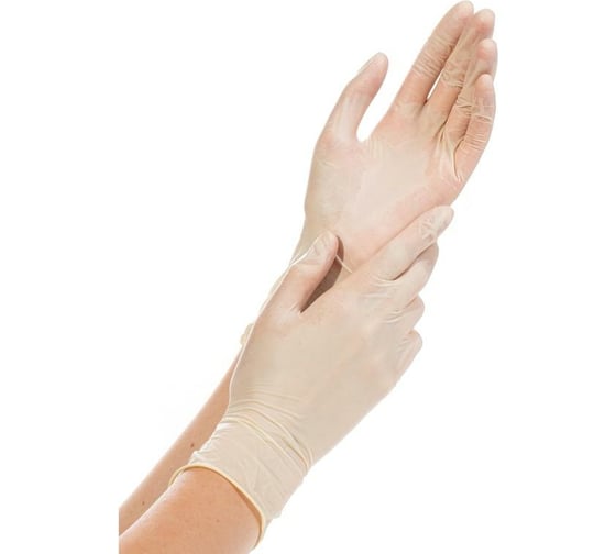 Одноразовые перчатки ООО Комус DeMax латексные, неопудренные, белые, р. M, 50 пар 1407893