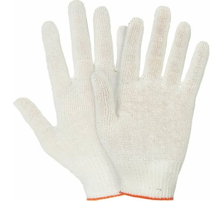 Трикотажные перчатки КОРДЛЕНД хлопок, 5-ти нитка, белые, 10-й класс, M, 39-41 гр, без покрытия PER-00031