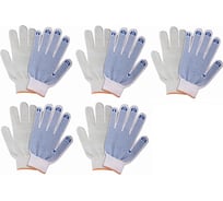 Трикотажные перчатки КОРДЛЕНД хлопок, 3-х нитка, белые, 5 пар, 10-й класс, M, 23-25 гр, ПВХ точка PER-00026.5