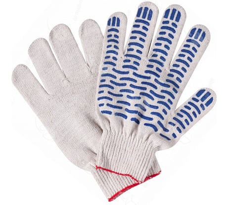Трикотажные перчатки КОРДЛЕНД хлопок, 4-х нитка, белые, 10-й класс, M, 38-40 гр, ПВХ волна PER-00030