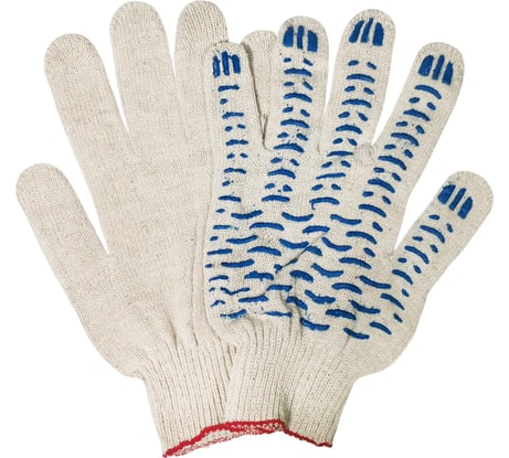 Трикотажные перчатки КОРДЛЕНД хлопок, 4-х нитка, белые, 5 пар, 10-й класс, M, 38-40 гр, ПВХ волна PER-00030.5