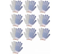Трикотажные перчатки КОРДЛЕНД хлопок, 5-ти нитка, белые, 10 пар, 10-й класс, M, 45-47 гр, ПВХ точка PER-00032.10