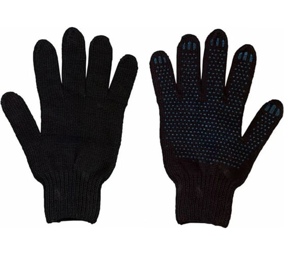 Перчатки R2R х/б 10 класс, 4 нити, с ПВХ, черные, 500 пар R2R 7010-0410BL 1
