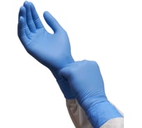 Нитриловые перчатки c текстурированными пальцами Puretech Neutrino Protect 30см, XL, голубые, 50пар G3054