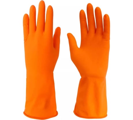 Резиновые перчатки для уборки VETTA оранжевые, р. S 447-034