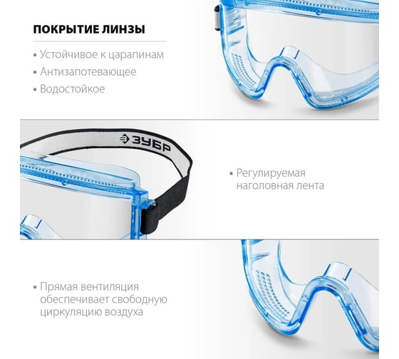 Защитные очки ЗУБР Панорама П, прямая вентиляция 110231