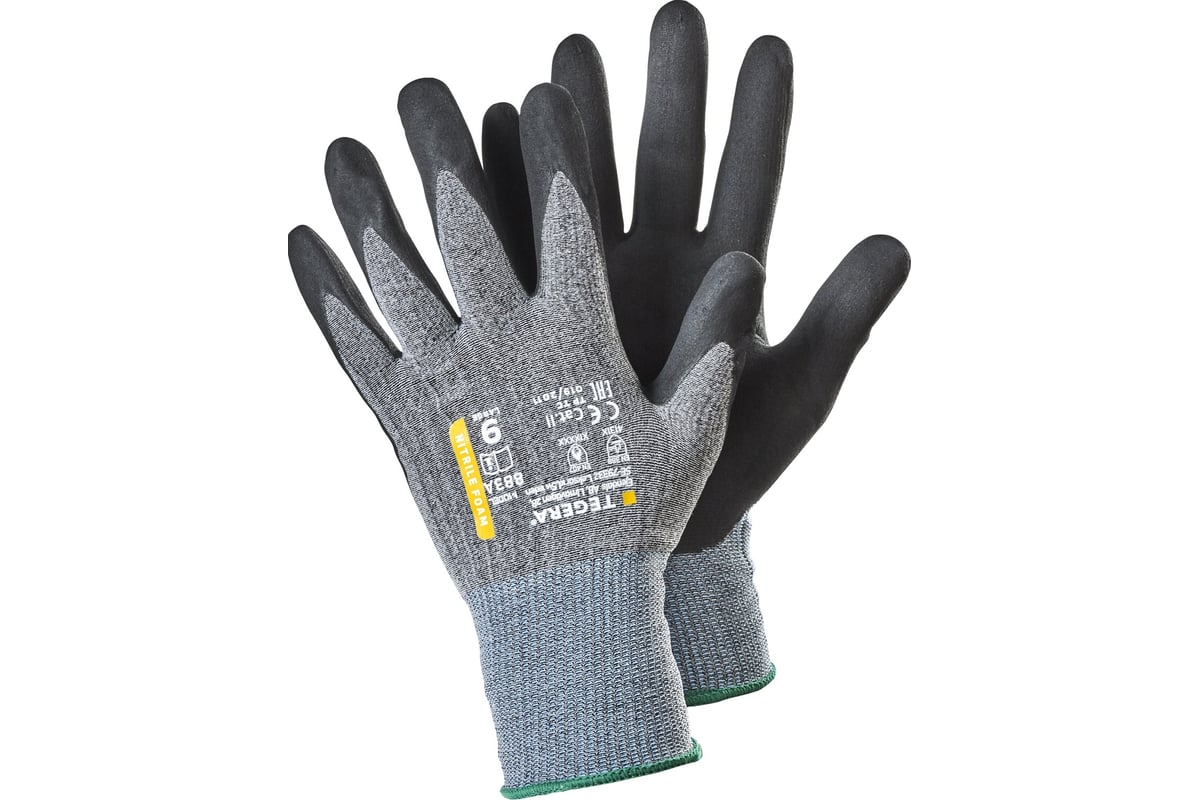 Вязаные перчатки TEGERA 883A, нейлон, спандекс, облив ладони нитриловая ...