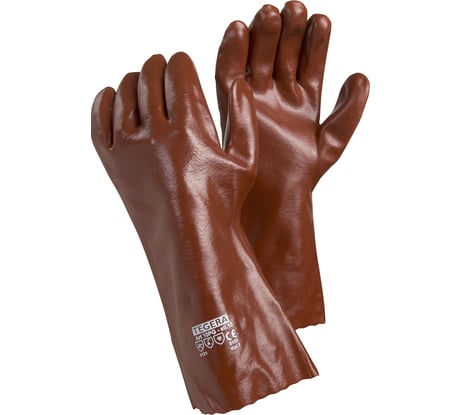 Противохимические перчатки TEGERA 10PG поливинилхлорид, простая обливка, хлопок, интерлок, маслобензостойкие, р. 10 10PG-10