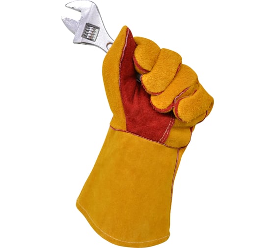 Спилковые краги Arcticus КРС желтые/красные, Kevlar, р.10, 12 пар 200540-1012
