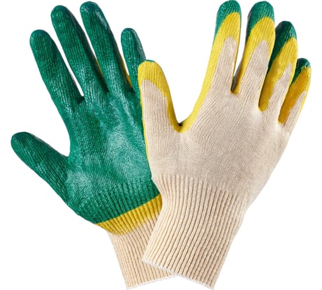Трикотажные перчатки Фабрика Перчаток с двойным латексным покрытием, 1 пара, зеленый ПЕР-ОБЛ2-ЗЛ-СВС/200