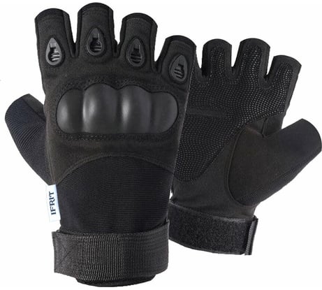 Тактические перчатки без пальцев Ifrit KRATOS замша/нейлон/пластик, черный, р.XXL Рук-602-XXL 4630086585816