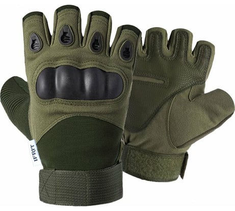 Перчатки тактические без пальцев Ifrit KRATOS замша/нейлон/пластик, хаки, р.M Рук-602/1-M 4630086585823