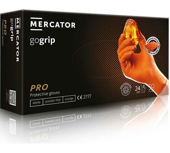 Профессиональные нитриловые перчатки gogrip, оранжевые, размер XXL, 25 пар RP30025006_0001 1