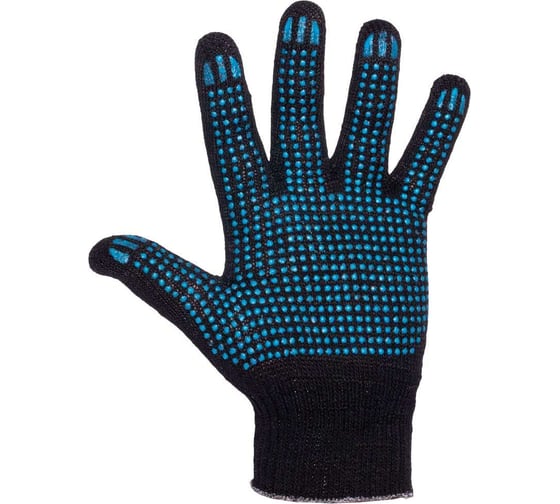 Перчатки Dollex х/б, с ПВХ, 4 нити, 10 класс, р. XL, черные, 100 пар 100PVX-4B