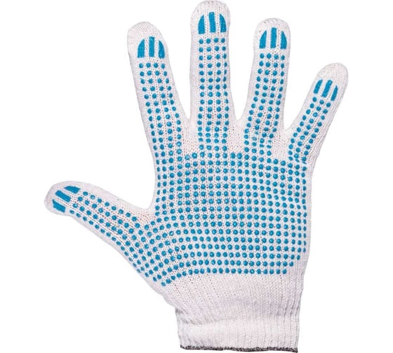 Перчатки Dollex х/б, с ПВХ, 4 нити, 10 класс, р. XL, белые, 100 пар 100PVX-4W