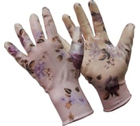 Садовые перчатки СПЕЦ Garden Flowers с прозрачным нитриловым покрытием 9 р-р. GF-PN129