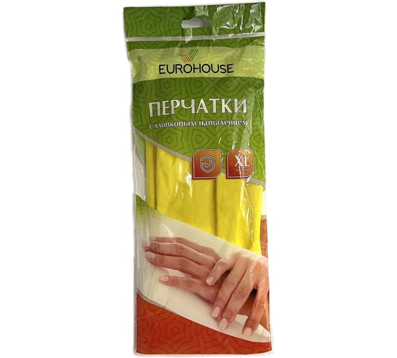Латексные перчатки с хлопковым напылением EUROHOUSE XL 3699