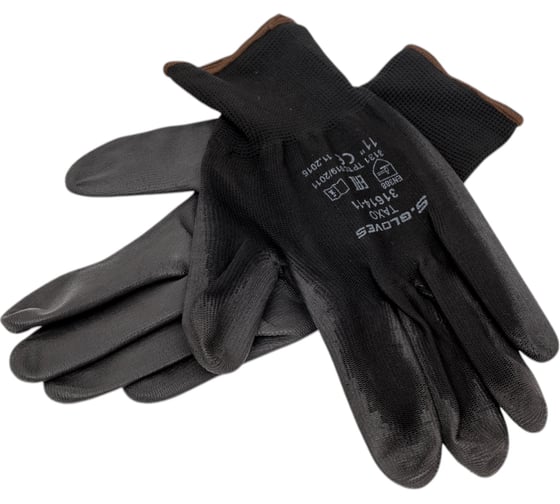 Нейлоновые перчатки с полиуретановым покрытием S.GLOVES TAXO черные, 11 размер 31614-11