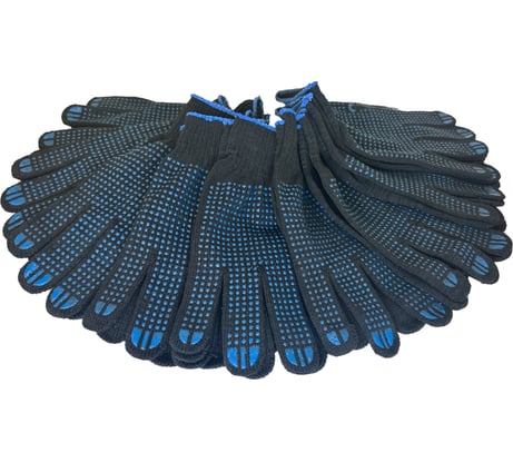 Перчатки с ПВХ ООО Гранд Пак 3 нити, 10к, точка черная, 10 пар 9126