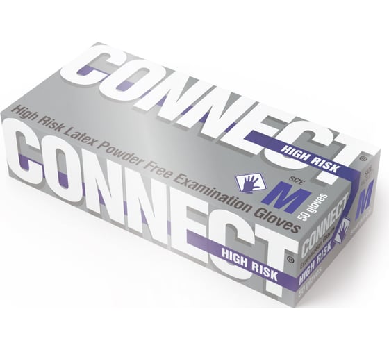 Латексные перчатки повышенной прочности CONNECT 50 шт., размер M CТ0000003299