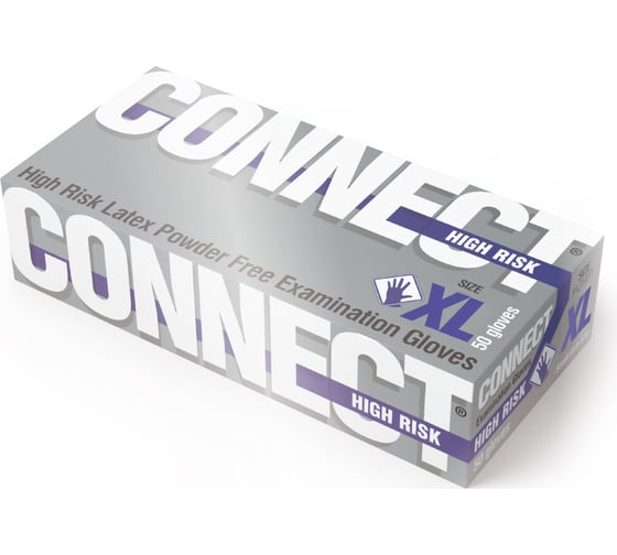 Латексные перчатки повышенной прочности CONNECT 50 шт., размер XL CТ0000003301