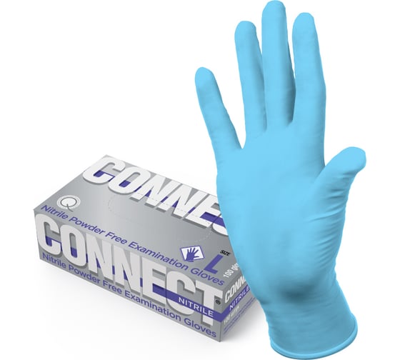 Нитриловые перчатки CONNECT 100 шт., размер L CТ0000004692