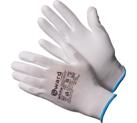 Нейлоновые перчатки с полиуретановым покрытием Gward белые, р.L, 240 пар PU1001W/L