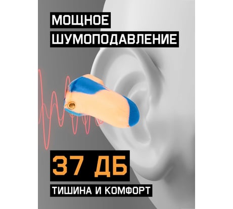 Противошумные беруши с металлодетекцией со шнурком Jeta Safety 37 дб, 1 пара, JEM51