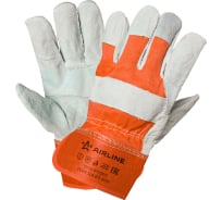 Спилковые комбинированные перчатки Airline EXPERT натуральная кожа/хлопок, р.XL, серый/красный AWG-S-07